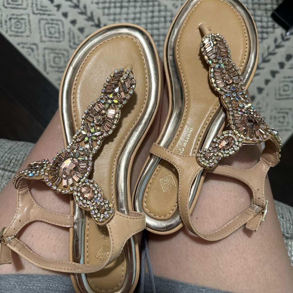 Antonio Melani Flat Sparkle Thong size 8.5